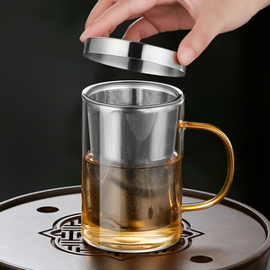 茶水分离杯耐冷耐热办公室泡茶过滤茶叶高硼硅玻璃杯可电陶炉加热
