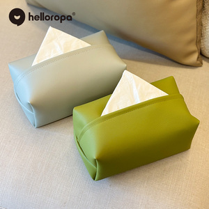 轻奢环保绿色皮质车载纸巾盒卫生间夏季清新高级感客厅抽纸盒
