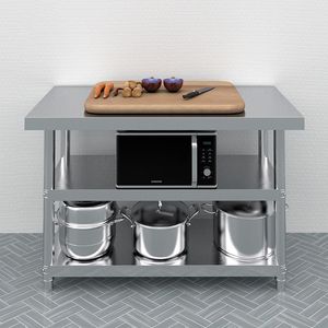不锈钢工作台厨房加厚操作台置物架商用家用案板切菜台可移动桌子