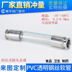 PVC食品级透明钢丝软管无味水管不含塑化剂304不锈钢快装扣压接头