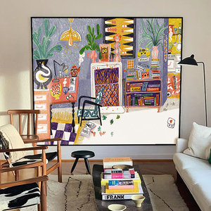 小众艺术马蒂斯客厅手绘油画玄关卧室个性创意装饰品抽象派挂画