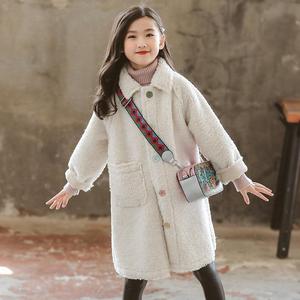 韩系童装女童毛绒外套春秋新款韩版中大童加厚春装洋气女孩儿童中