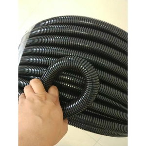 黑色PVC防火阻燃塑料波纹管电线电缆穿线软管电工绝缘套管可开口