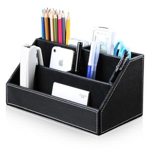 高档皮革笔筒个性多功能创意方形桌面收纳盒商务办公文具用品特价