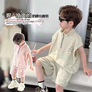 男童夏装套装2024新款短袖夏季韩版酷帅气男孩休闲时髦儿童两件套