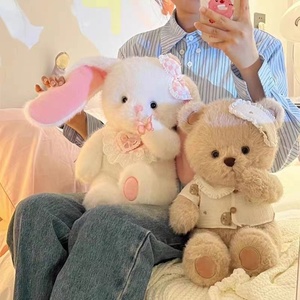 新疆包邮可爱小熊玩偶布娃娃陪睡觉安抚公仔毛绒玩具女孩抱泰迪熊