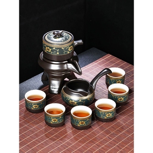 汝窑哥窑懒人茶具套装家用喝茶防烫泡茶壶陶瓷功夫茶杯石磨半自动