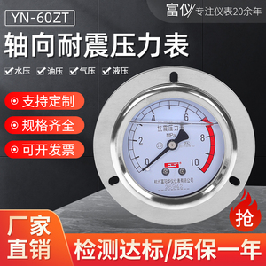 富阳华仪轴向耐震压力表YN60ZT带边抗震水气压液压油压1.6/25MPA