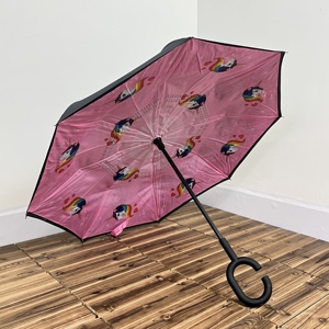 便宜出！儿童反向伞！双层面料可爱卡通蝴蝶安全手动防风女孩雨伞