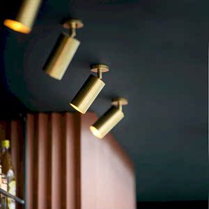 全铜北欧明装射灯led客厅筒灯轻奢免开孔可调角度服装店轨道灯具
