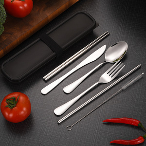 304不锈钢便携餐具套装勺叉筷子三件套学生刀叉勺二件套礼品餐具