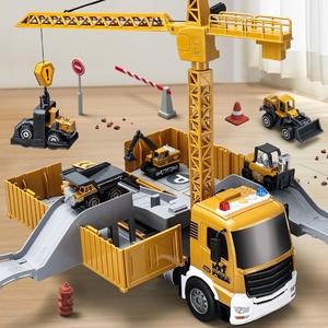 儿童集装箱货柜车超大号大型工程挖掘机吊车玩具卡车合金套装男孩