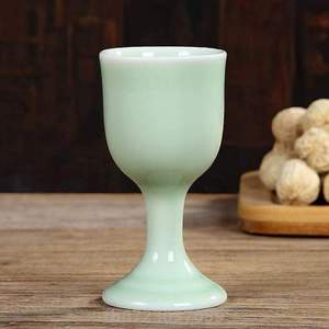 杯子复古高脚杯酒杯中式小二两白酒小号装%白酒陶瓷一口烈酒杯