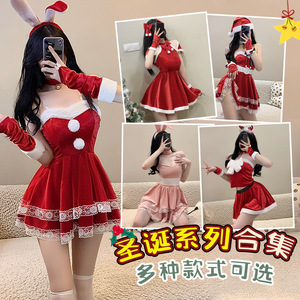 仙懿丝绒圣诞性感兔女郎角色扮演网红女披肩新年战袍舞台表演服装