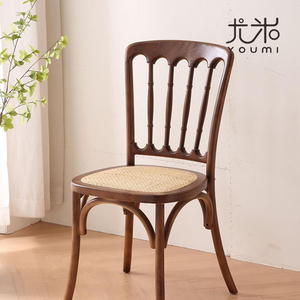 尤米美式乡村实木竹节椅欧式复古家用餐椅现代简约北欧靠背椅子
