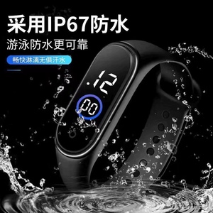 迪士尼黑色韩版简约LED手环防水运动男女学生电子手表