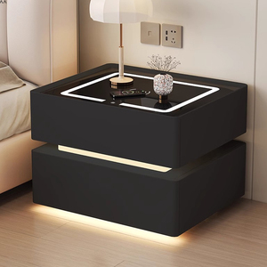 新款智能床头柜无线充电卧室轻奢高级感网红悬空多功能带锁黑色柜
