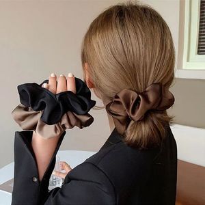 Korean Woman Big Elegant Silk Elastics Hair Band Girls Solid