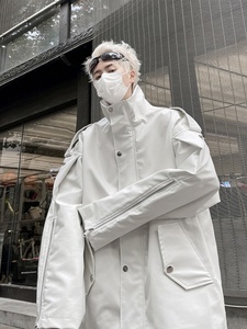GXG白色皮衣外套男款秋冬款高级感美式机车飞行员夹克痞帅广州棒