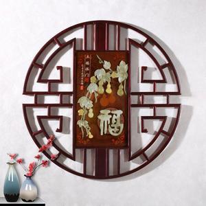新中式客厅玉石挂画玄关装饰画餐厅过道走廊壁画立体浮雕实木边框