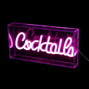 酒吧夜店led装饰灯cocktails字母霓虹灯挂牌式发光亚克力灯盒