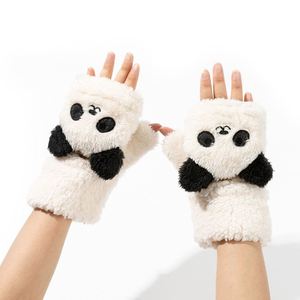 外贸款Cute Panda Cartoon Animal Flip Play Phone Warm Gloves