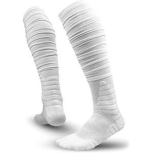 夏季男士长筒堆堆袜毛巾底超长过膝袜篮球白色足球棉高筒袜运动袜