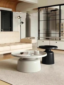 法式奶油风创意圆形茶几家用客厅小户型现代简约高级感可移动边几