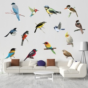 小鸟装饰墙贴画新款喜鹊树枝鹦鹉墙贴客纸厅卧室儿童房装饰画墙贴
