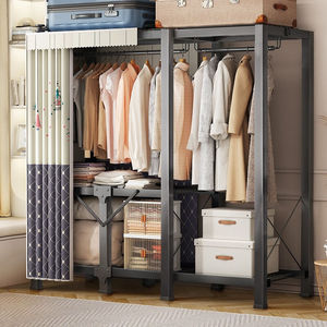安尔雅简易衣柜免工具安装可折叠卧室出租房大容量全钢架加粗钢管