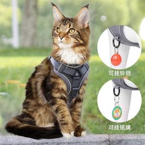 可调节溜猫防挣脱宠物德文家用猫咪透气缅因猫牵引绳工字型幼猫