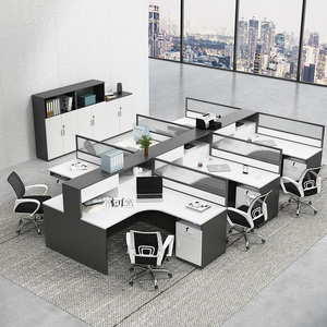 职员屏风桌简约现代办公室卡座4/6双人位办公桌椅组合创意工作位