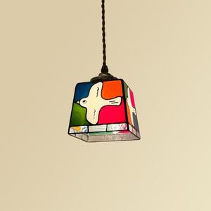 日式彩色复古和平鸽玻璃吊线灯创意美学床头餐厅装饰氛围灯casagd