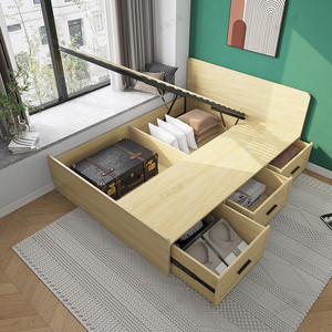 榻榻米小户型实木床现代简约儿童床气压床储物箱体床一米二单人床