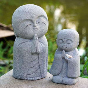 日式禅意家居小和尚装饰品摆件花园庭院石雕小沙弥佛景观小品
