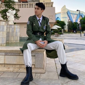 韵婉进击的巨人cos服调查兵团绿色风衣艾伦利威尔兵长cosplay男装