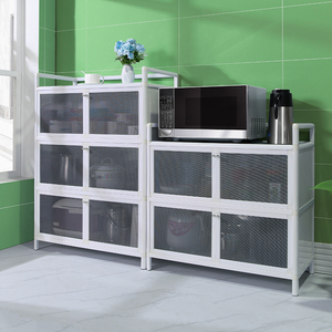 铝合金橱柜纱窗厨房家用碗柜多层钢化玻璃收纳柜储物柜简易厨柜