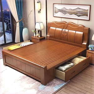 【爆款直降】实木床1.8米双人床1.5米中式高箱储物大箱床实用床
