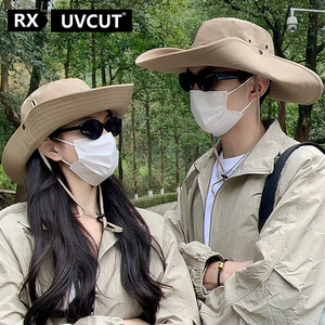 RX UVCUT官网户外西部牛仔登山帽女防晒遮阳大帽檐情侣露营渔夫帽