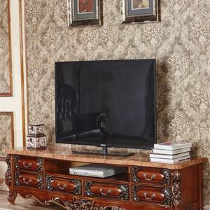 别墅欧式大理石电视柜美式复古全实木烤漆收纳电视机柜2.4米