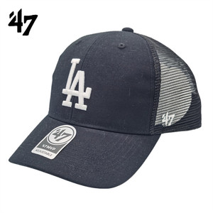 47brand&MLB棒球帽洛杉矶道奇队立体硬顶网帽黑色白标帽子