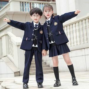 抖音校服套装小学生礼服男女童西装学院风套装裙班服幼儿园园服春