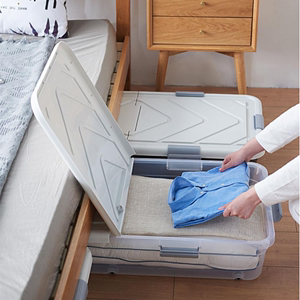 IKEA宜家床底收纳箱塑料特大号床下衣服被子整理箱带轮抽屉透明箱