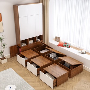 小户型床衣柜一体省空间高箱小卧室带书桌转角吊柜组合定制储物床