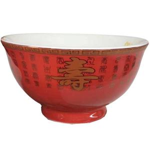 祝寿红色釉陶瓷寿碗定制答谢礼盒套装老人生日寿宴回礼伴手礼批發