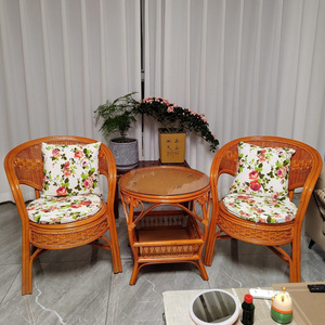 真藤藤椅三件套腾椅子椅子客厅家用休闲小茶几阳台桌椅套装靠背椅