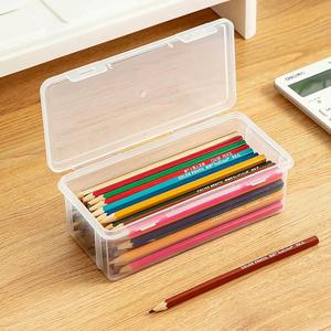 铅笔整理盒透明文具盒塑料笔筒装彩铅蜡笔彩色笔袋有盖马克笔收纳