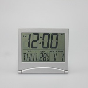 折叠桌面电子钟超薄旅行带日期温度闹钟可印LOGO MT-033学生简约
