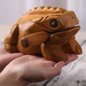 泰国木质青蛙摆件饰旅游纪念手工艺礼品木雕蟾蜍创意发声儿童玩具