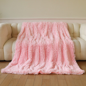 粉色礼品儿童装饰毯结婚拍照背景道具ins风毛毯午休午睡毯子